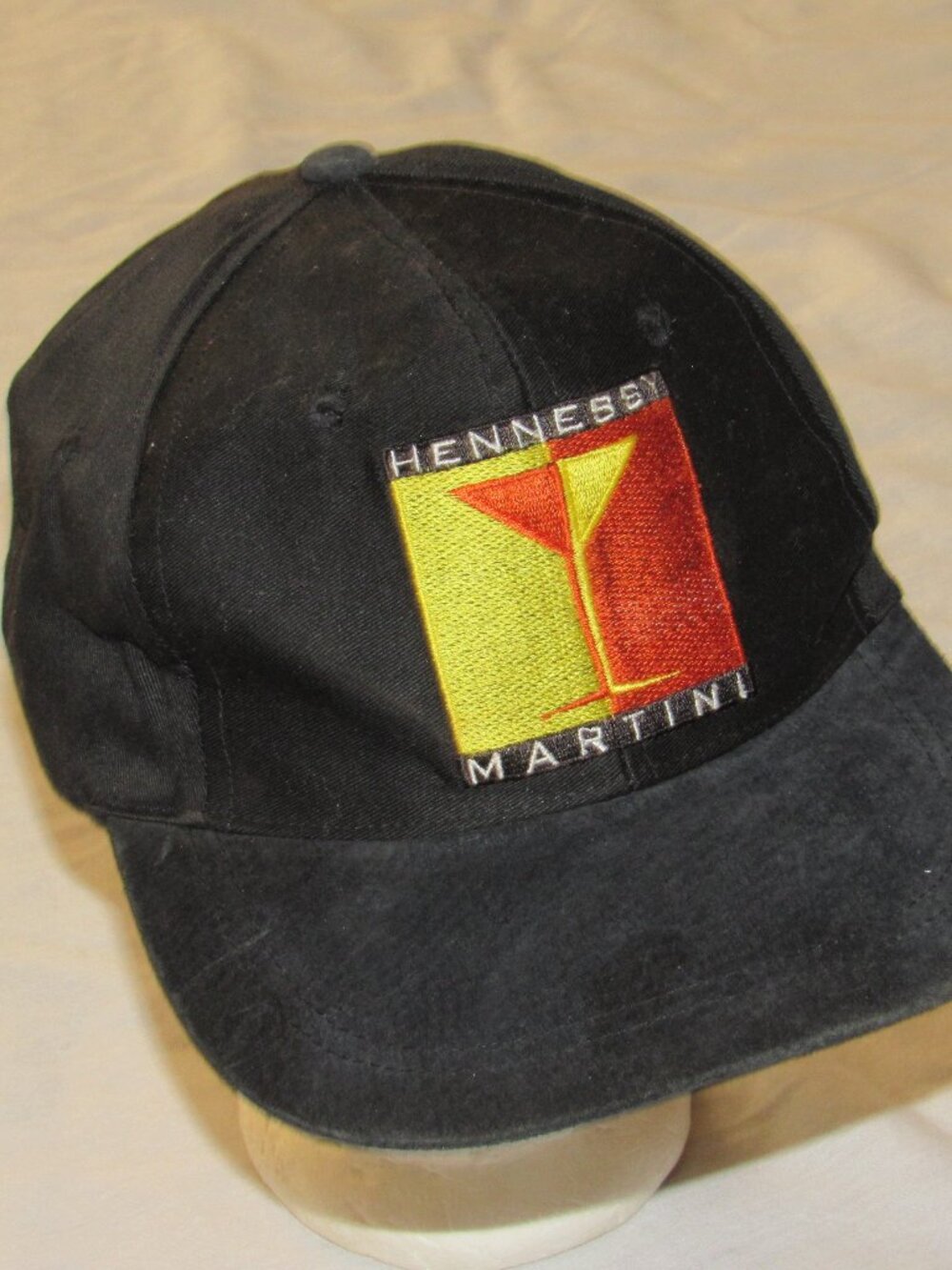 Vintage 90s Hennessy Martini Snapback Hat Cap Adult One Size Black Suede Brim